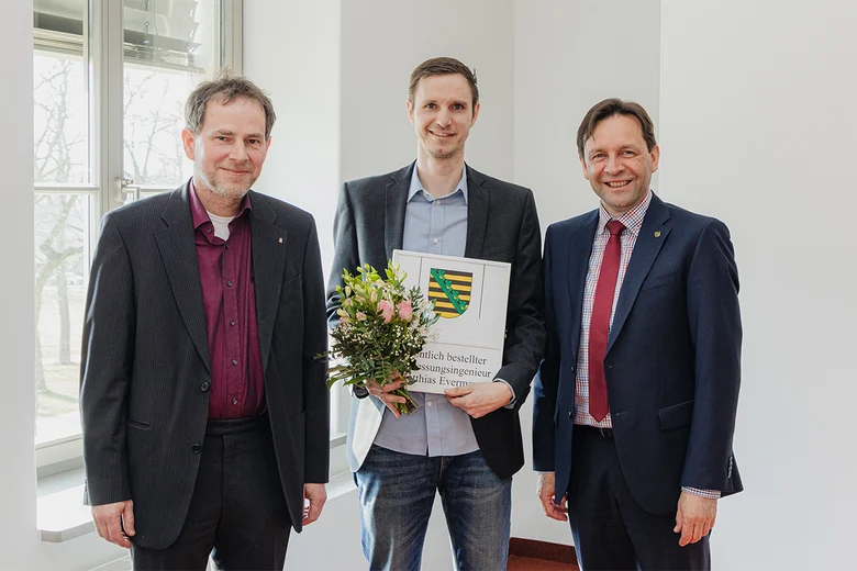 ÖbVI Andreas Pippig, ÖbVI Matthias Evermann und GeoSN-Präsident Ronny Zienert [v. l. n. r.]