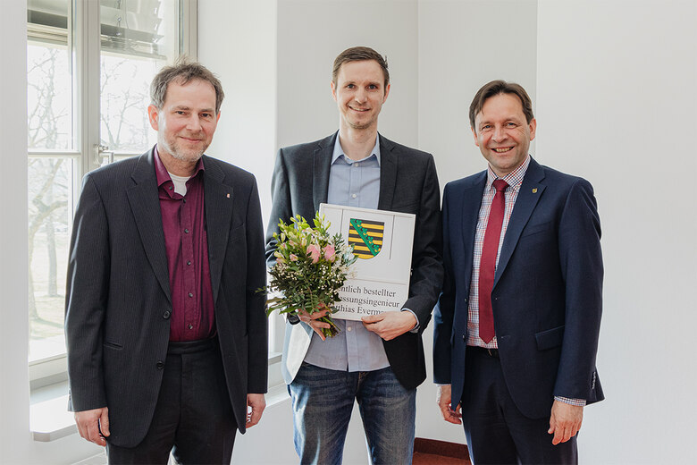 ÖbVI Andreas Pippig, ÖbVI Matthias Evermann und GeoSN-Präsident Ronny Zienert [v. l. n. r.]